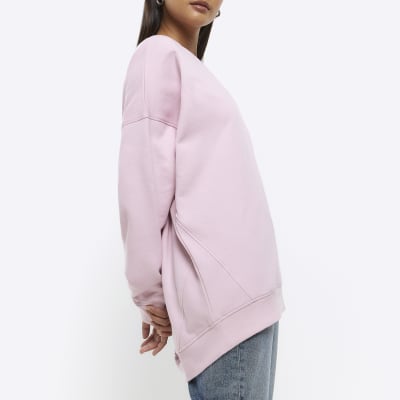Pink oversized sweatshirt River Island