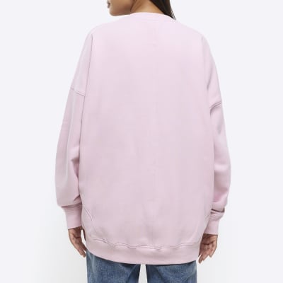 Pink oversized sweatshirt River Island