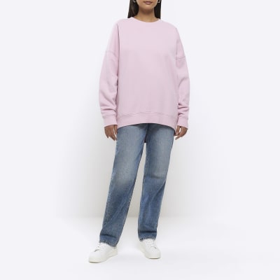Pink oversized sweatshirt River Island