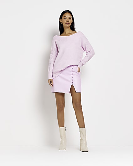 Pink oversized v-neck long sleeve jumper