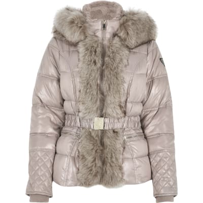 river island fur hood coat