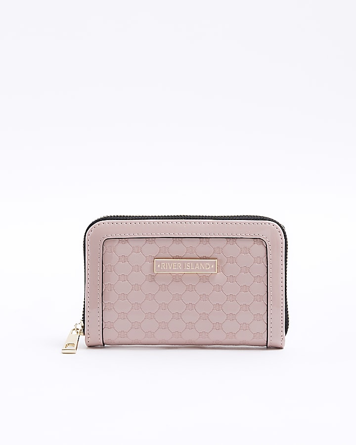 Pink patent embossed purse | River Island