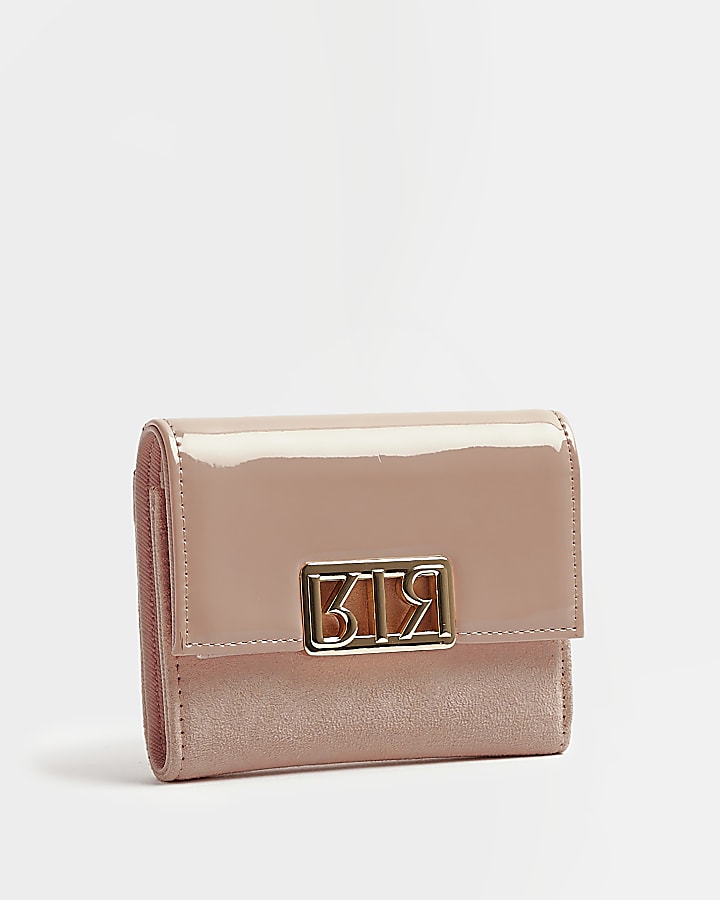 Pink patent foldover purse