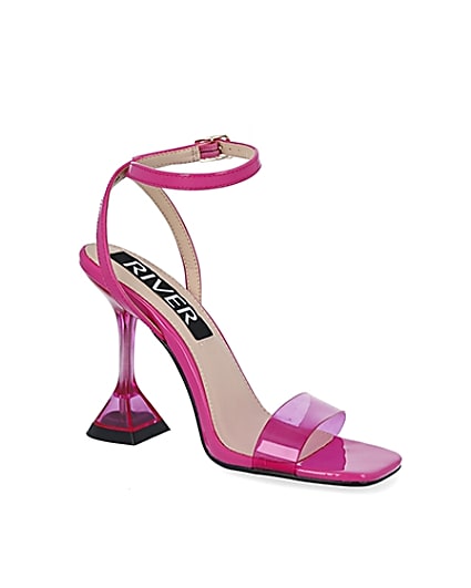 360 degree animation of product Pink perspex heeled mules frame-17