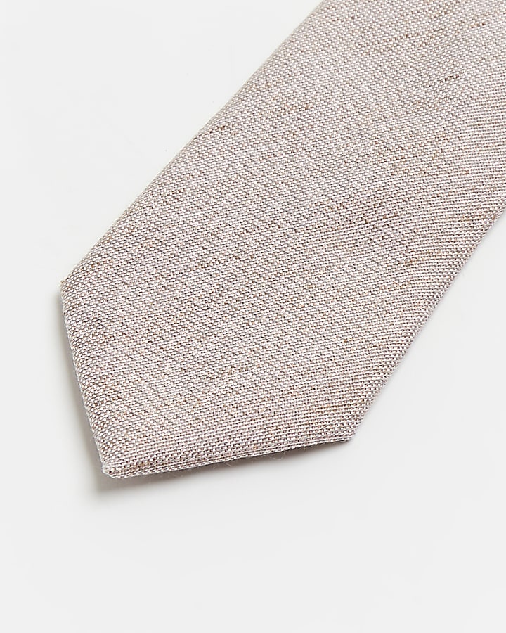Pink plain linen tie