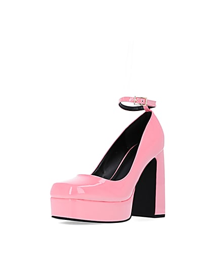 360 degree animation of product Pink platform heeled mary jane shoes frame-0