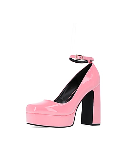 360 degree animation of product Pink platform heeled mary jane shoes frame-1