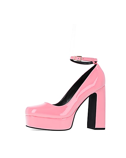 360 degree animation of product Pink platform heeled mary jane shoes frame-2