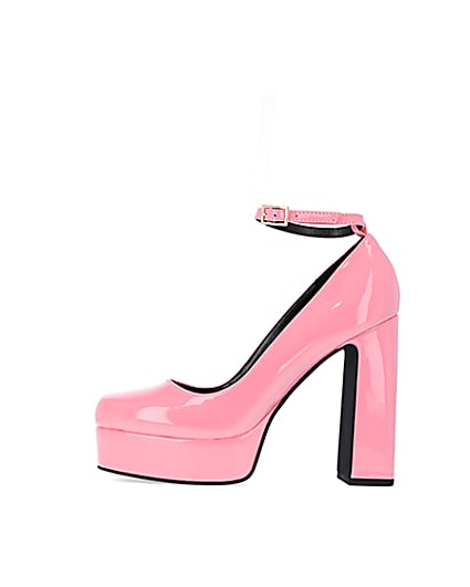 360 degree animation of product Pink platform heeled mary jane shoes frame-3