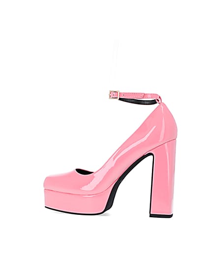 360 degree animation of product Pink platform heeled mary jane shoes frame-4