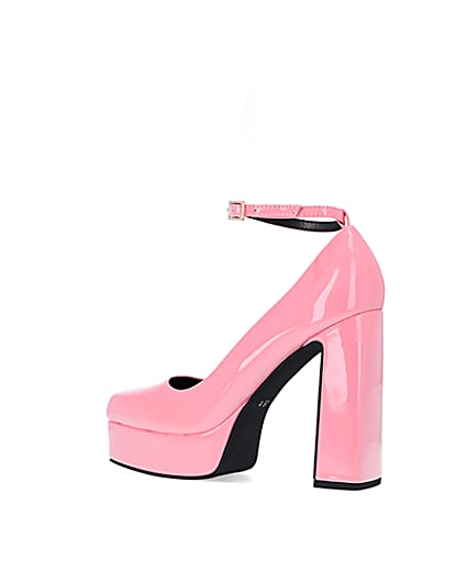 360 degree animation of product Pink platform heeled mary jane shoes frame-5