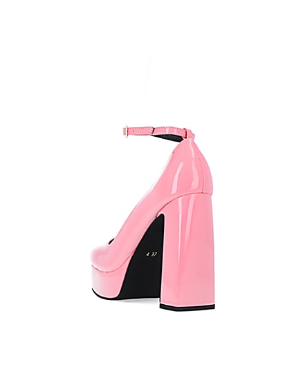 360 degree animation of product Pink platform heeled mary jane shoes frame-7