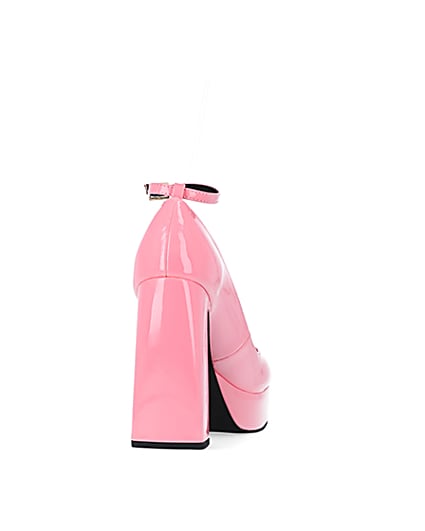 360 degree animation of product Pink platform heeled mary jane shoes frame-10