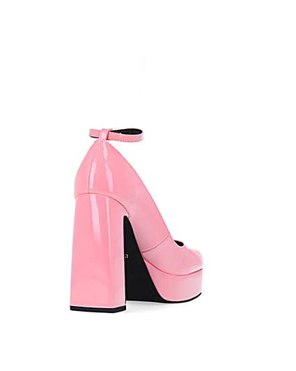 360 degree animation of product Pink platform heeled mary jane shoes frame-11