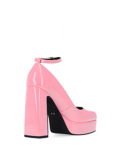 360 degree animation of product Pink platform heeled mary jane shoes frame-12