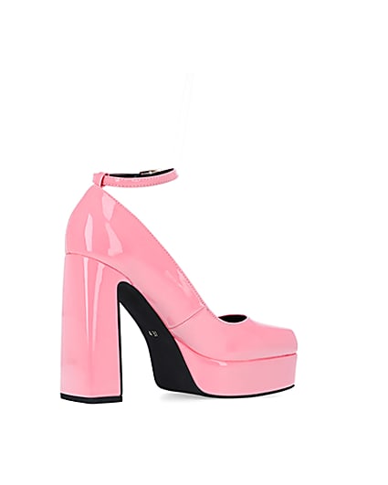 360 degree animation of product Pink platform heeled mary jane shoes frame-13