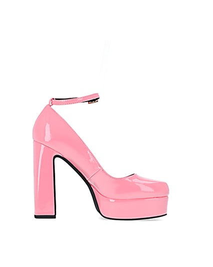 360 degree animation of product Pink platform heeled mary jane shoes frame-15