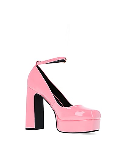 360 degree animation of product Pink platform heeled mary jane shoes frame-17