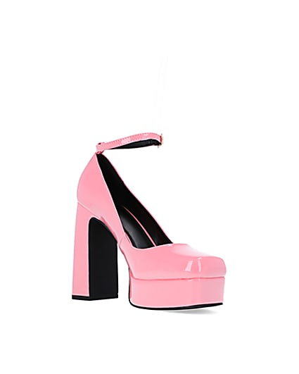 360 degree animation of product Pink platform heeled mary jane shoes frame-18