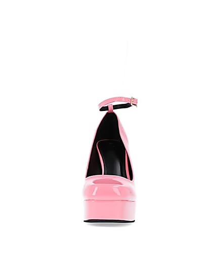 360 degree animation of product Pink platform heeled mary jane shoes frame-21