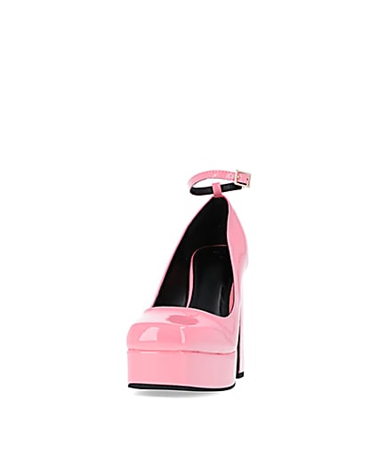 360 degree animation of product Pink platform heeled mary jane shoes frame-22