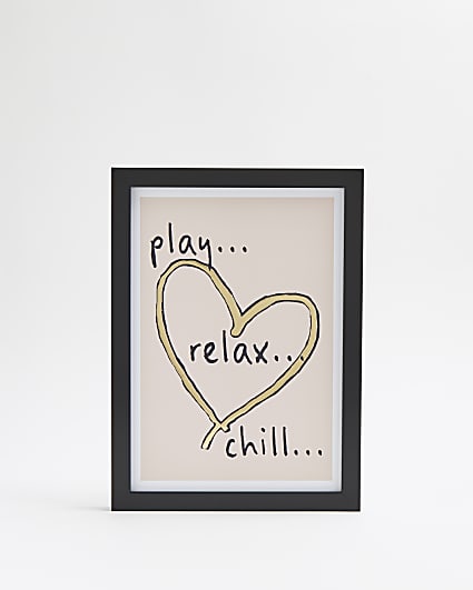 Pink 'Play Relax Chill' framed print