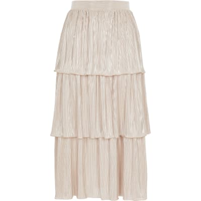 pink midi skirt river island