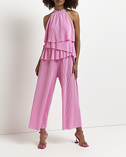 Pink plisse jumpsuit