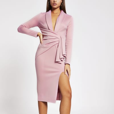 pink plunge dress