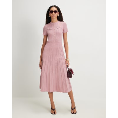 Pointelle Knit Midi Dress
