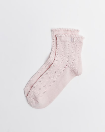 Pink pointelle socks