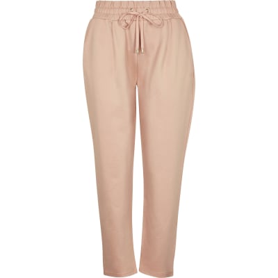 Pink ponte pleated joggers