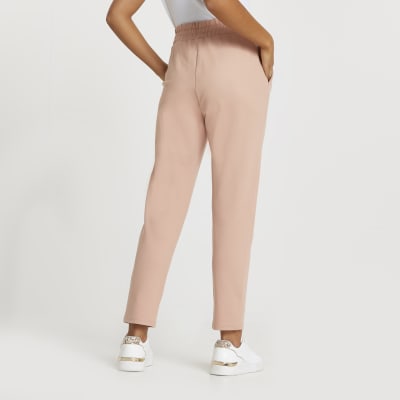 Pink ponte pleated joggers