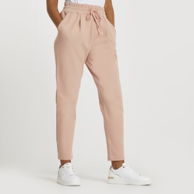 Pink ponte pleated joggers