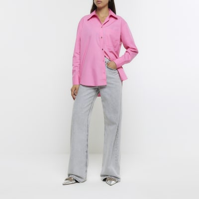 pink poplin oversized shirt