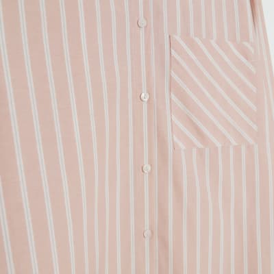 Pink poplin stripe shirt | River Island