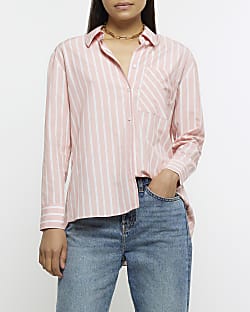 Pink poplin striped shirt