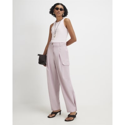 Pink Popper Cuff Detail Cargo Trousers