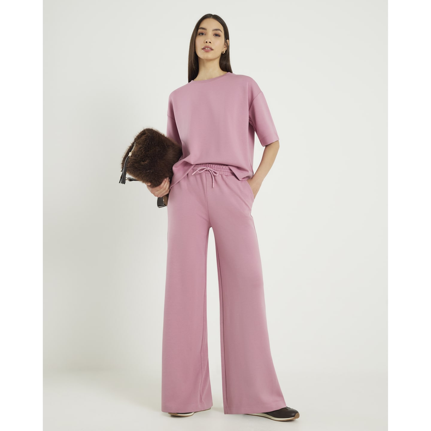River Island Pink Premium Drawstring Wide Leg Joggers — photo 1 of 1