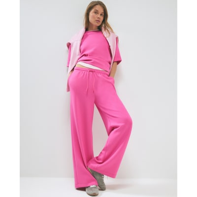 Pink Premium Drawstring Wide Leg Joggers
