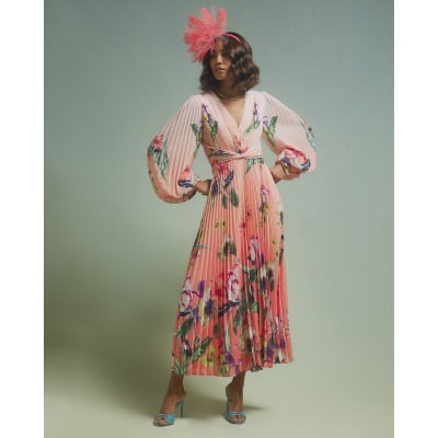 river island midi dress with ruffle detail in pink floral Buy River Island Pink Floral Print Strappy Midi Dress from the Next UK  online shop