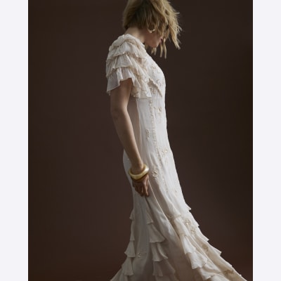 Pink Premium Ruffle Embroidered Maxi Dress | River Island