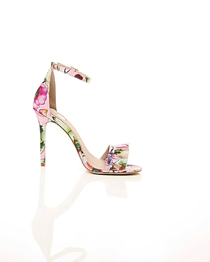 360 degree animation of product Pink print frill strap barely there sandals frame-9