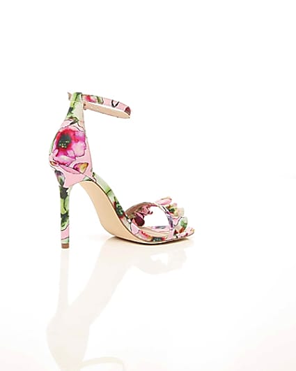 360 degree animation of product Pink print frill strap barely there sandals frame-12