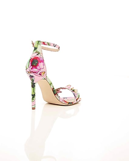 360 degree animation of product Pink print frill strap barely there sandals frame-13
