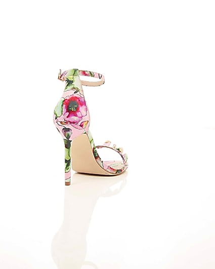 360 degree animation of product Pink print frill strap barely there sandals frame-14