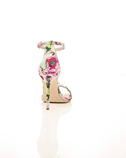 360 degree animation of product Pink print frill strap barely there sandals frame-15