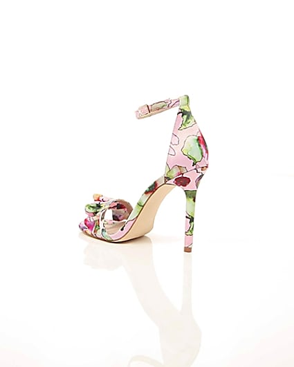 360 degree animation of product Pink print frill strap barely there sandals frame-19