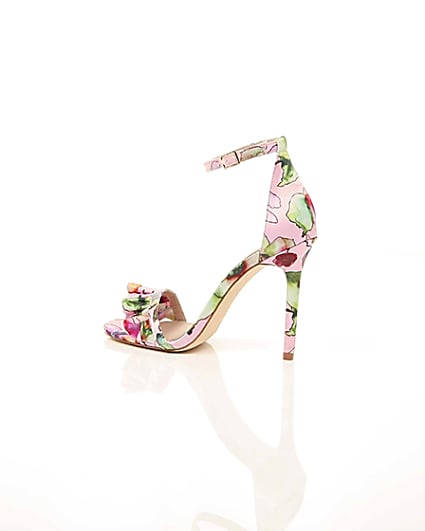 360 degree animation of product Pink print frill strap barely there sandals frame-20