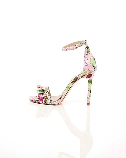360 degree animation of product Pink print frill strap barely there sandals frame-21